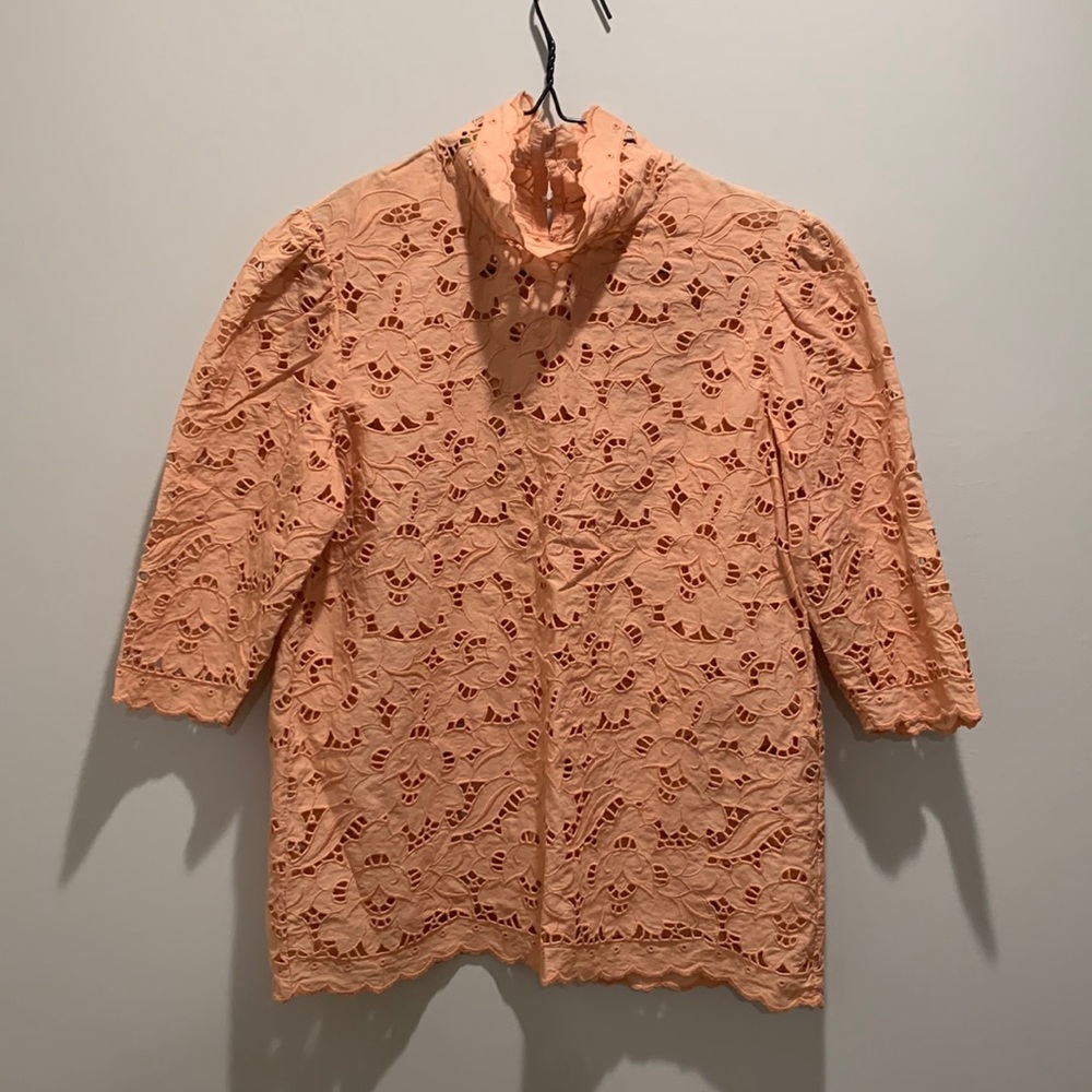 Stella McCartney peach peekaboo blouse size small
